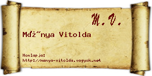 Mánya Vitolda névjegykártya